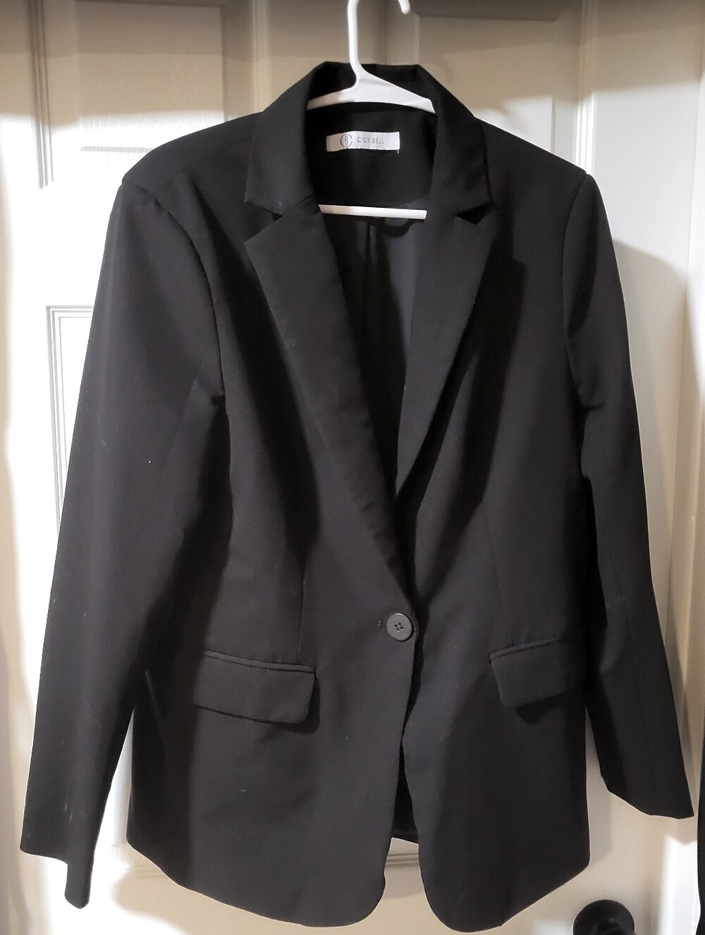 Cicy Bell Black Tailored One Button Blazer Jacket Size Large